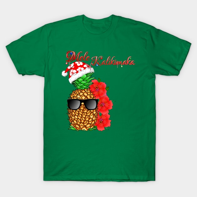 Mele Kalikimaka Hawaiian Pineapple Merry Christmas T-Shirt by macdonaldcreativestudios